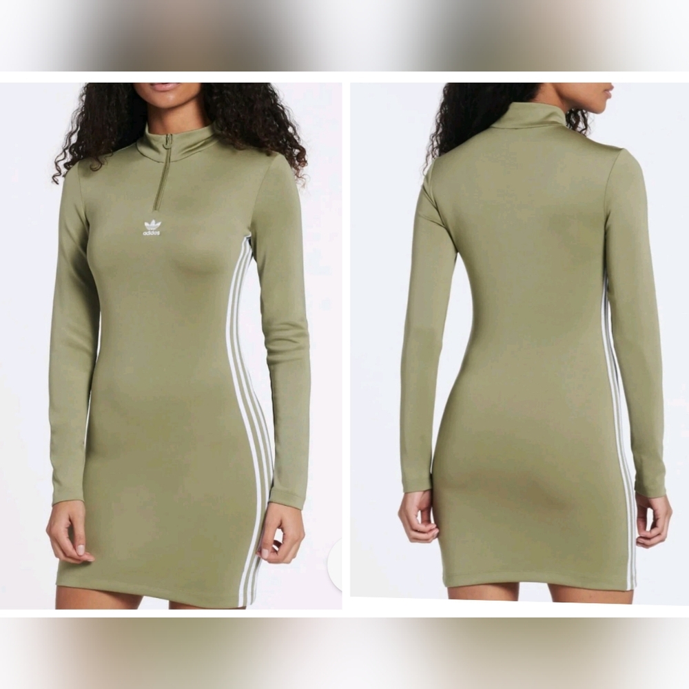 Adidas Originals Dress Women Size XS Orbit Green 1/4 Zip